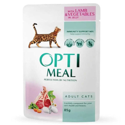Optimeal Adult Cats Lamb Vegetables 85 г вологий корм з ягням в желе для котів