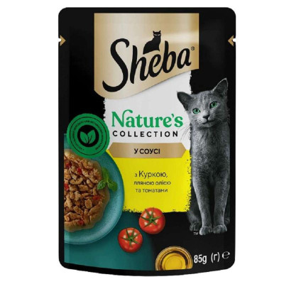 Sheba Nature’s Collection 28×85 г вологий корм для котів з куркою, лляним олією та томатами в соусі Sheba Nature’s Collection 28×85 г вологий корм для котів з куркою, лляним олією та томатами в соусі
