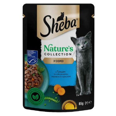 Sheba Nature’s Collection 28×85 г вологий корм для котів з тунцем, лляним олією та морквою в соусі Sheba Nature’s Collection 28×85 г вологий корм для котів з тунцем, лляним олією та морквою в соусі