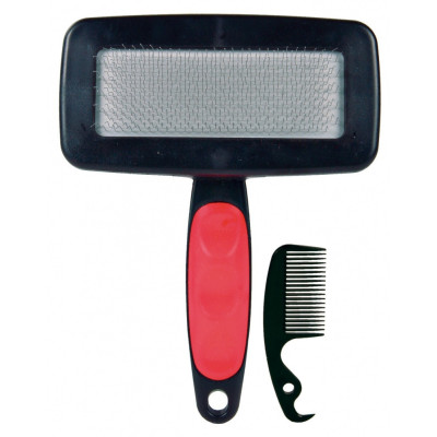 Пуходерка+расческа Trixie Soft Brush для собак, пластик, 11х16 см