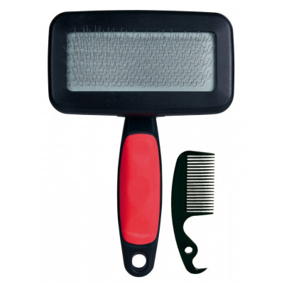 Пуходерка+расческа Trixie Soft Brush для собак, пластик, 10х13 см