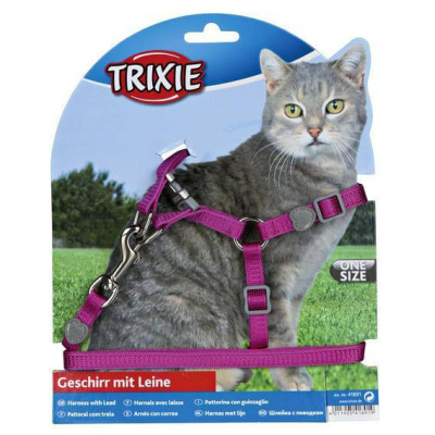 Поводок+шлея Trixie Cat One Touch Harness для кошек нейлоновая, 26-37 см, 1.2 м Поводок+шлея Trixie Cat One Touch Harness для кошек нейлоновая, 26-37 см, 1.2 м