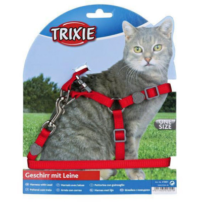 Поводок+шлея Trixie Cat One Touch Harness для кошек нейлоновая, 26-37 см, 1.2 м Поводок+шлея Trixie Cat One Touch Harness для кошек нейлоновая, 26-37 см, 1.2 м