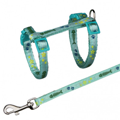 Поводок+шлея для кошек Trixie Cat Harness with Leash нейлоновая, 22-36 см, 1.2 м