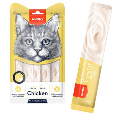 Wanpy Creamy Lickable Treats Chicken Кремове ласощі з куркою для котів 5 шт х 14 г