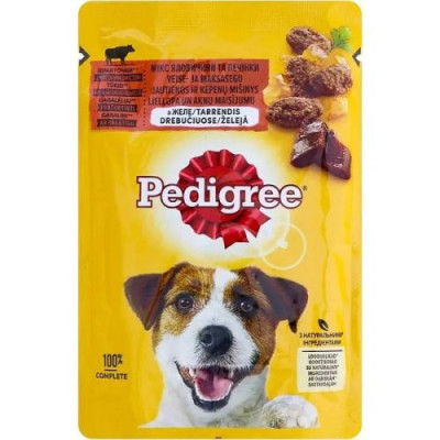 Pedigree Beef 24х100 г вологий корм для собак з яловичиною та печінкою в желе