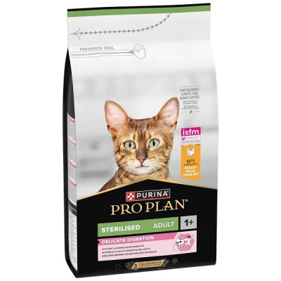 Purina Про План Sterilised Delicate Digestion сухой корм для стерилизованных кошек с чувствительным пищеварением с курицей 1.5 кг