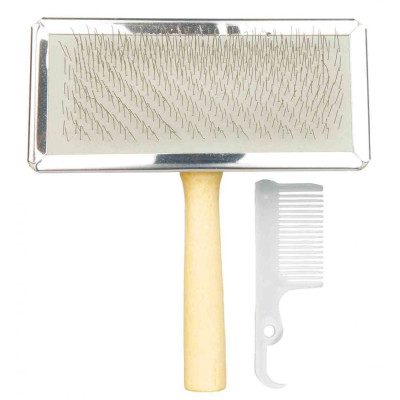 Пуходерка+гребінець Trixie Soft Brush для собак, дерево, 11х14 см