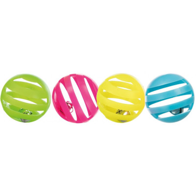 Набор мячиков Trixie Set of Toy Balls для кошек с колокольчиком, 4 шт