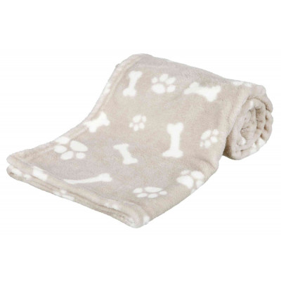 Коврик Trixie Kenny Blanket плюшевый, бежевый с принтом, 100х75 см