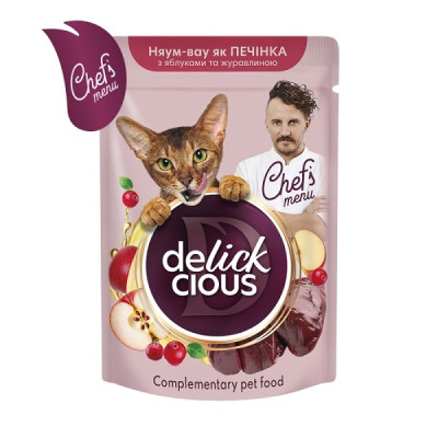 Delickcious Chef's Menu вологий корм печінка з яблоками та журавлиною для котів 85 г