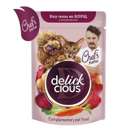 Delickcious Chef’s влажный корм со вкусом борща с говядиной для кошек и собак 85 г Delickcious Chef’s влажный корм со вкусом борща с говядиной для кошек и собак 85 г