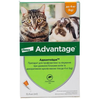 Краплі Elanco (Bayer) Advantage від бліх для кошенят та котів до 4 кг 1 піпетка Краплі Elanco (Bayer) Advantage від бліх для кошенят та котів до 4 кг 1 піпетка