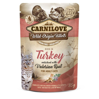 Carnilove Turkey with Valerian 85 г беззерновий вологий корм для дорослих котів з індичкою та валеріаною Carnilove Turkey with Valerian 85 г беззерновий вологий корм для дорослих котів з індичкою та валеріаною
