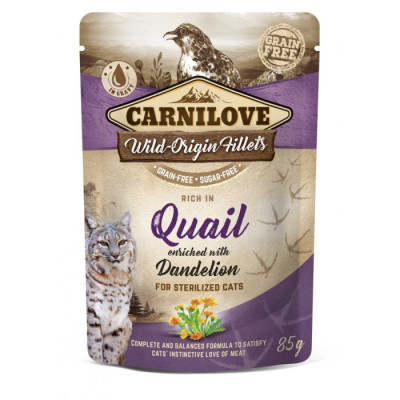 Carnilove Quail with Dandelion 85 г вологий беззерновий корм для дорослих котів з перепелом та одуванчиком Carnilove Quail with Dandelion 85 г вологий беззерновий корм для дорослих котів з перепелом та одуванчиком