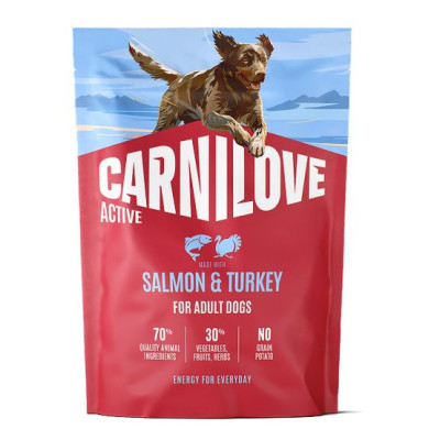Carnilove Active Salmon & Turkey беззерновой сухой корм для активных собак с лососем и индейкой 1,5 кг