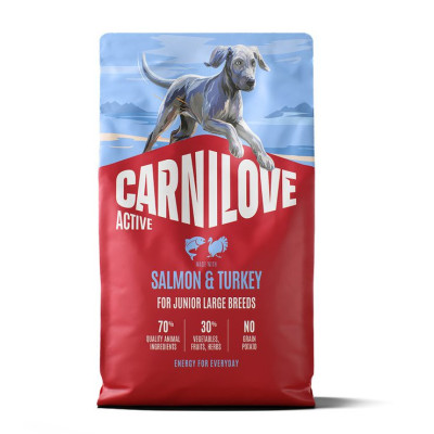 Carnilove Active Salmon & Turkey Junior Large Breed 4 кг беззерновой корм с лососем и индейкой для щенков крупных пород