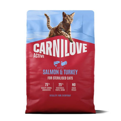 Carnilove Active Salmon & Turkey Sterilised 2 кг беззерновой корм для стерилизованных кошек с лососем и индейкой