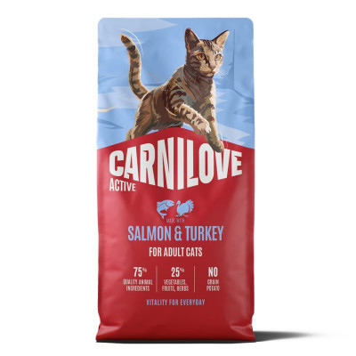 Carnilove Active Salmon & Turkey 6 кг беззерновой корм с лососем и индейкой для активных кошек