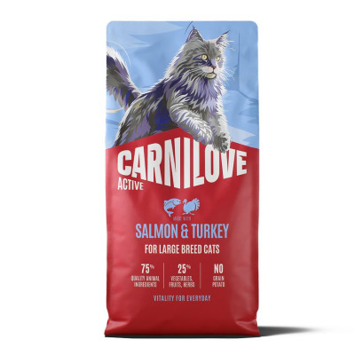 Carnilove Active Salmon & Turkey Large Breed 6 кг беззерновой полнорационный корм для кошек с лососем и индейкой