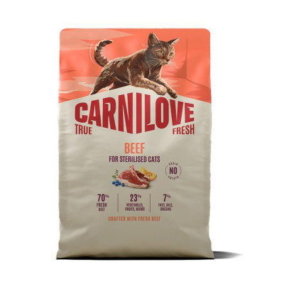 Carnilove True Fresh Beef Sterilised 2 кг беззерновий корм для стерилізованих котів з яловичиною