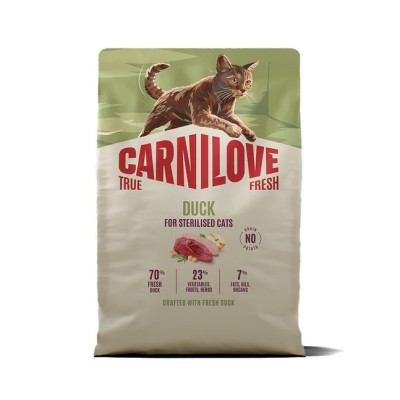 Carnilove True Fresh Duck Sterilised 2 кг беззерновий корм для стерилізованих котів з качкою