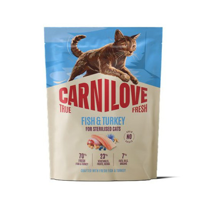 Carnilove True Fresh Fish & Turkey Sterilised 400 г беззерновой корм для стерилизованных кошек с рыбой и индейкой