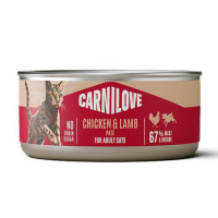 Carnilove Chicken & Lamb 100 г вологий корм для котів з куркою та ягням Carnilove Chicken & Lamb 100 г вологий корм для котів з куркою та ягням