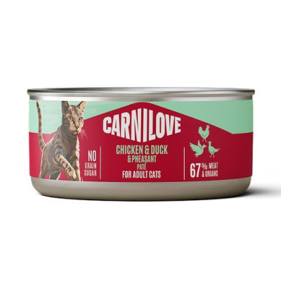 Carnilove Chicken, Duck & Pheasant 100 г вологий корм для котів з куркою, качкою та фазаном Carnilove Chicken, Duck & Pheasant 100 г вологий корм для котів з куркою, качкою та фазаном
