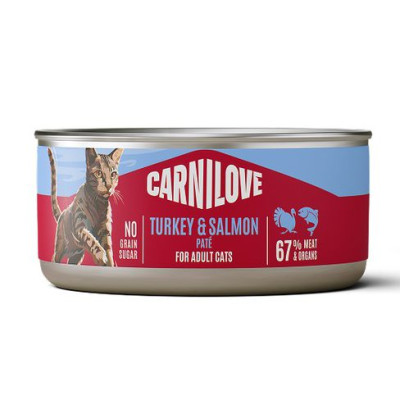 Carnilove Turkey & Salmon 100 г беззерновий вологий корм для котів з індичкою та лососем Carnilove Turkey & Salmon 100 г беззерновий вологий корм для котів з індичкою та лососем