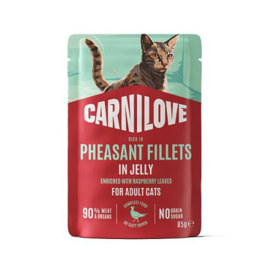 Carnilove Jelly Pheasant with Raspberry Leaves 85 г беззерновий вологий корм для дорослих котів з фазаном та листям малини Carnilove Jelly Pheasant with Raspberry Leaves 85 г беззерновий вологий корм для дорослих котів з фазаном та листям малини
