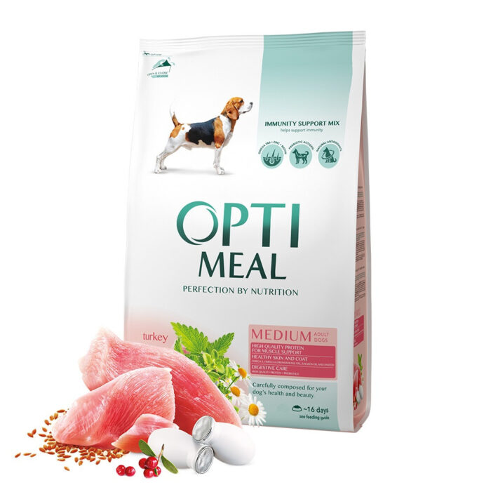 Optimeal Dog Medium Turkey 4 кг сухой корм с индейкой для собак средних пород — изображение 2