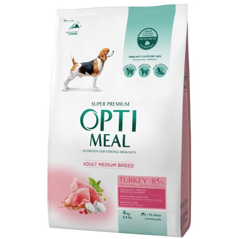 3519851975_optimeal-medium-dlya.jpg Optimeal Dog Medium Turkey 4 кг сухой корм с индейкой для собак средних пород — изображение 1