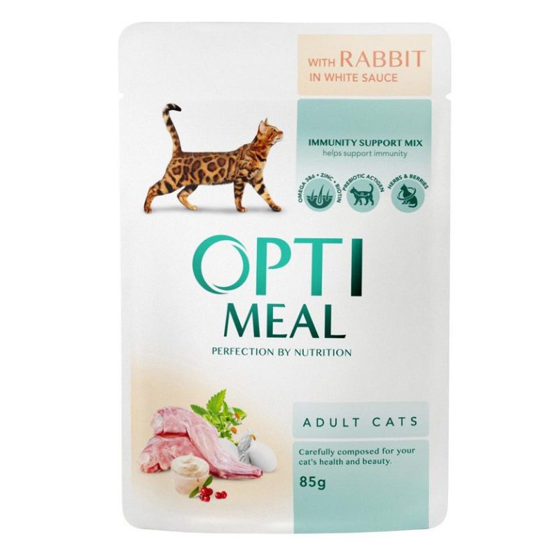 Optimeal Adult Cats Rabbit white sauce - влажный корм с кроликом в белом соусе для взрослых кошек Optimeal Adult Cats Rabbit white sauce - влажный корм с кроликом в белом соусе для взрослых кошек