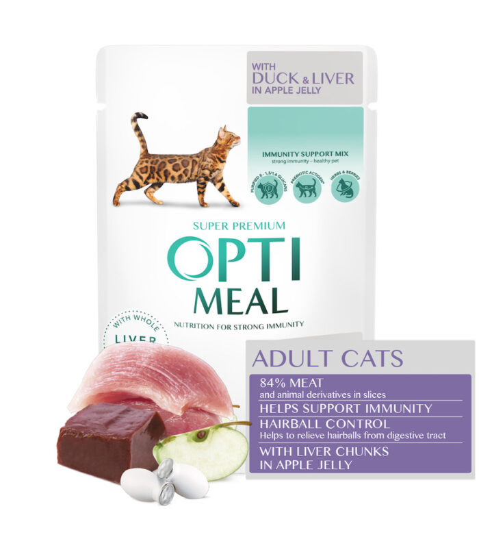 Optimeal Hairball Control Duck Liver для кошек с уткой 12х85 г — изображение 3