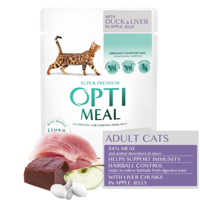 Optimeal Hairball Control Duck Liver для кошек с уткой 12х85 г — изображение 3