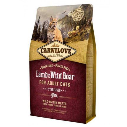 Carnilove Lamb Wild Boar Sterilised 2 кг сухой корм для стерилизованных кошек с ягненком