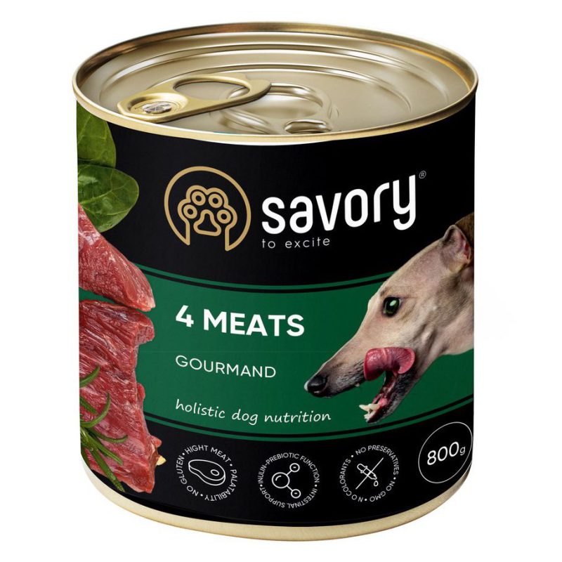 Savory Dog Gourmand 4 Meats 800 г влажный корм для собак всех пород с четырьмя видами мяса Savory Dog Gourmand 4 Meats 800 г влажный корм для собак всех пород с четырьмя видами мяса