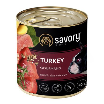 Savory Dog Gourmand Turkey 400 г влажный корм для взрослых собак всех пород с индейкой