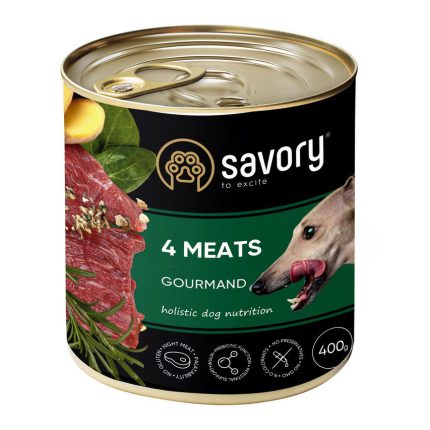 Savory Dog Gourmand 4 Meats 400 г влажный корм для взрослых собак всех пород 4 мяса