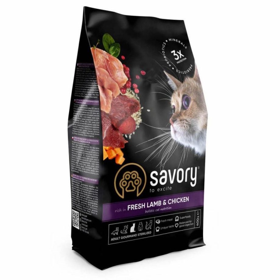 Savory Sterilised Lamb Chicken 400 г сухой корм для стерилизованных кошек с ягненком Savory Sterilised Lamb Chicken 400 г сухой корм для стерилизованных кошек с ягненком