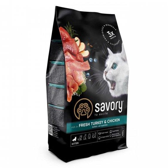 Savory Kitten Chicken With Turkey 400 г сухой корм для котят с курицей и индейкой Savory Kitten Chicken With Turkey 400 г сухой корм для котят с курицей и индейкой
