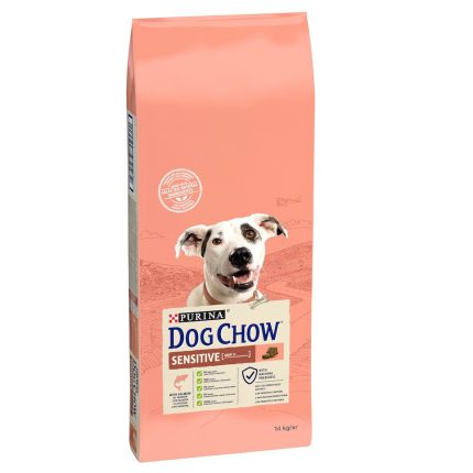 Dog Chow Adult Sensitive Salmon 14 кг сухой корм для собак с чувствительным пищеварением с лососем