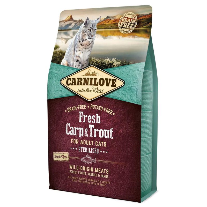 Carnilove Carp Trout Sterilised 2 кг сухой корм для стерилизованных кошек с карпом и форелью Carnilove Carp Trout Sterilised 2 кг сухой корм для стерилизованных кошек с карпом и форелью