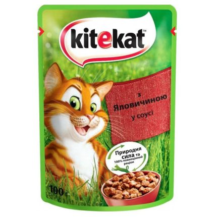 Влажный корм Kitekat для кошек с говядиной в соусе 28x85 г