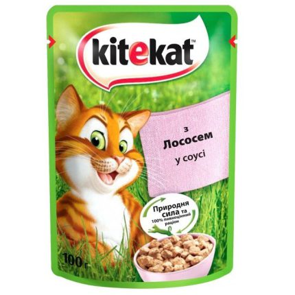 Влажный корм Kitekat для кошек с лососем в соусе 28x85 г