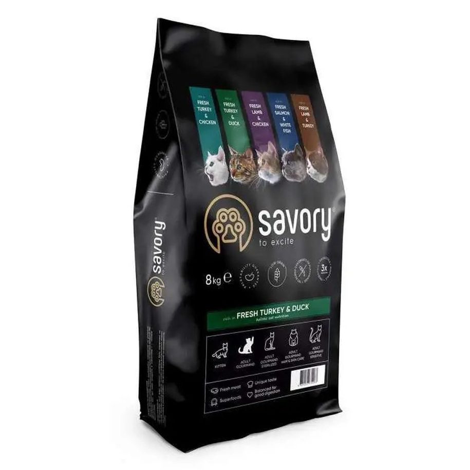 Savory Fresh Turkey & Duck 8 кг сухой корм для кошек с индейкой и уткой Savory Fresh Turkey & Duck 8 кг сухой корм для кошек с индейкой и уткой