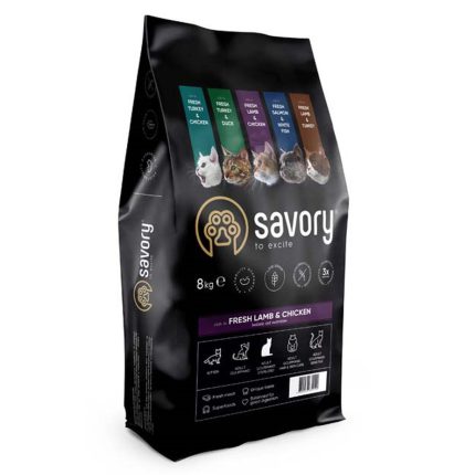 Savory Adult Cat Sterilised Lamb Chicken 8 кг сухой корм для стерилизованных кошек с ягненком