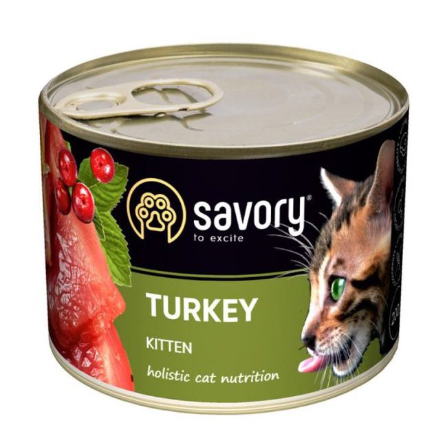 Savory Cat Can Kitten Turkey 200 г влажный корм для котят с индейкой Savory Cat Can Kitten Turkey 200 г влажный корм для котят с индейкой