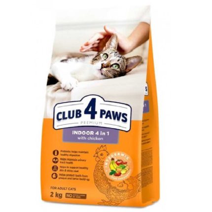 Клуб 4 Лапы Premium Indoor 4in1 2 кг сухой корм для домашних кошек